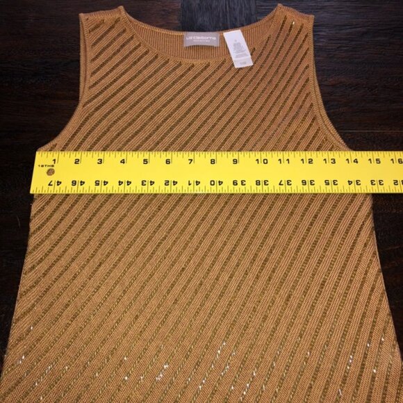 Like NEW Silk Liz Claiborne Gold Beaded Top - Small - Picture 4 of 6